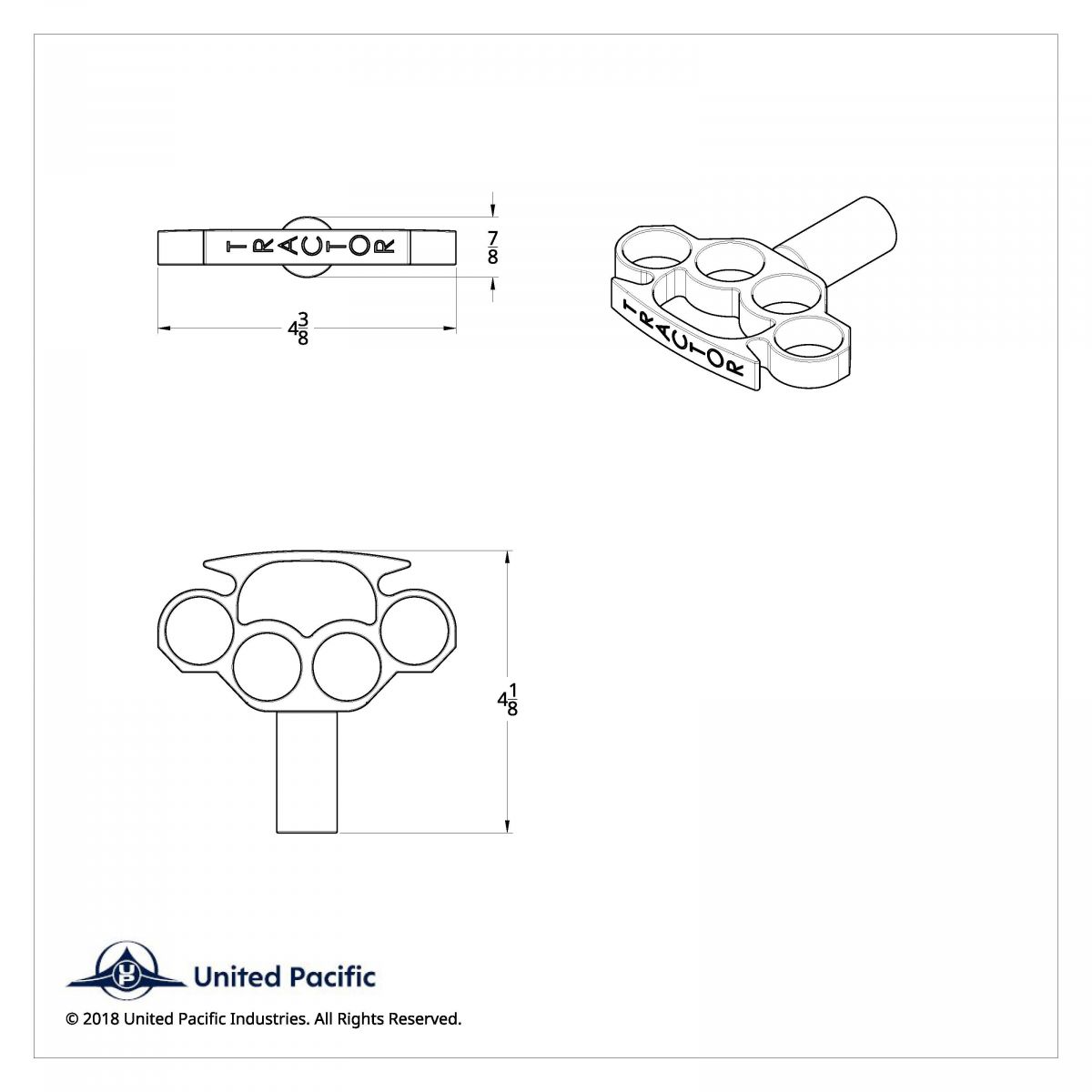 Metal Knuckle Style Air Valve Knob - "Tractor" - Thumbnail 3
