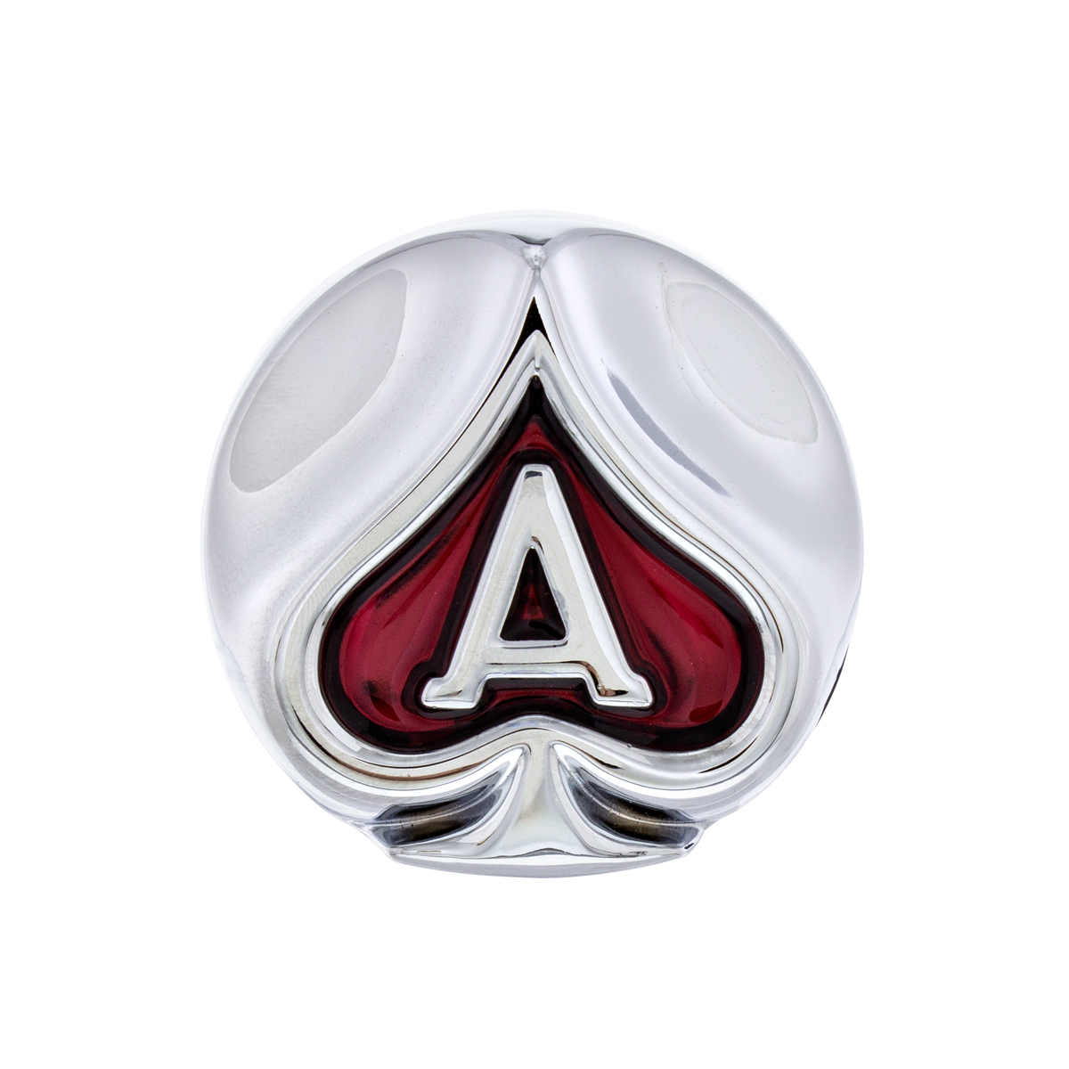Ace Of Spades Air Valve Knob - Chrome With Red Inlay - Thumbnail 2