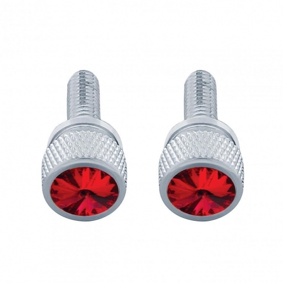 3/4" Short M6 Dash Screw With Crystal For Kenworth - Red Crystal (2-Pack)