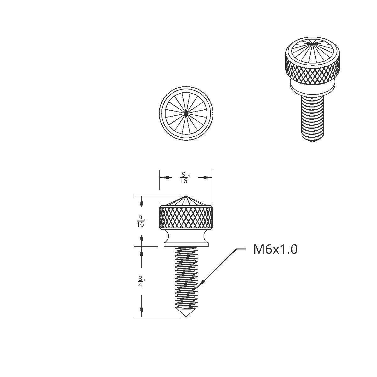 3/4" Short M6 Dash Screw With Crystal For Kenworth - Red Crystal (2-Pack) - Thumbnail 2
