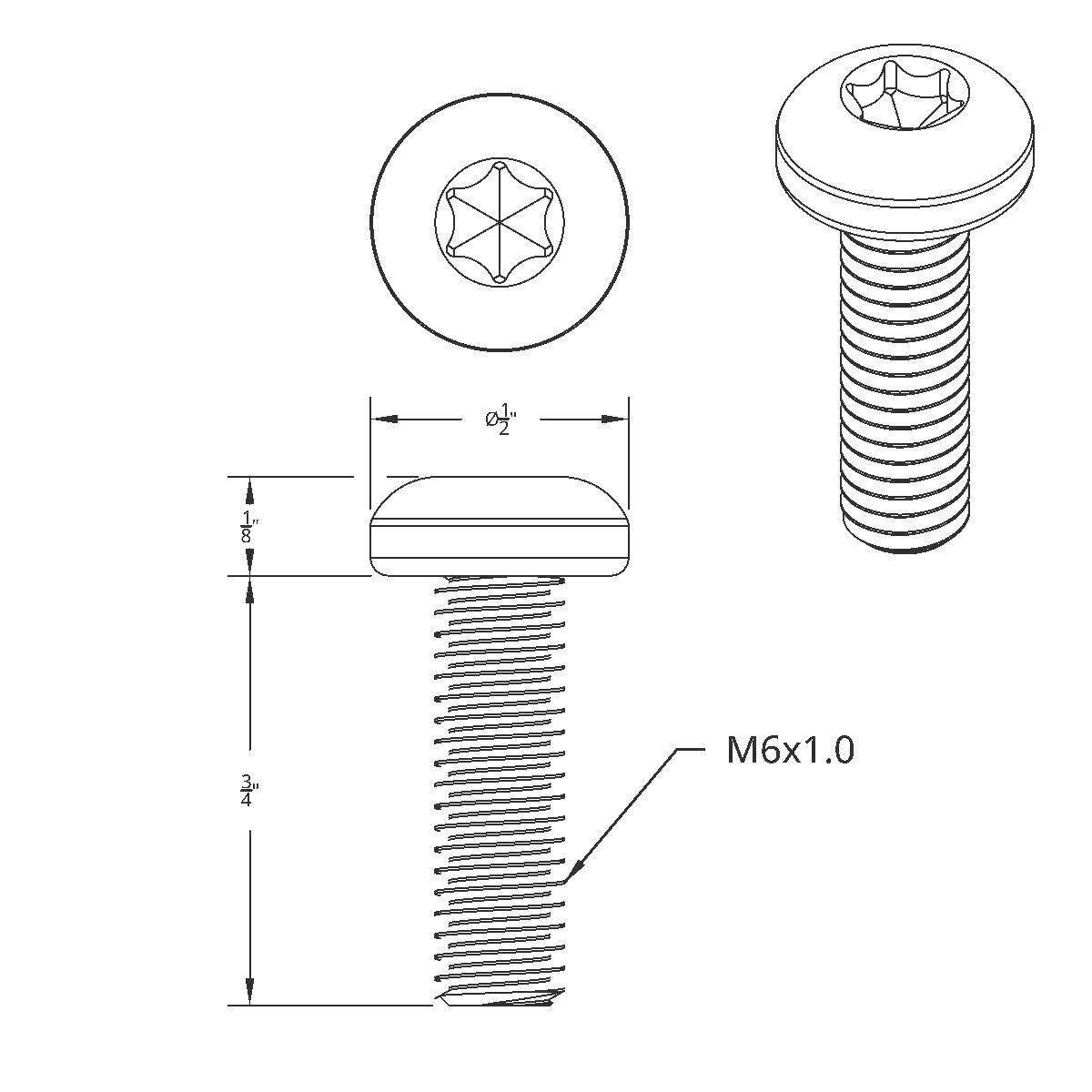 3/4" Short M6-1.0 Dash Screw For Kenworth-OEM Style (2-Pack) - Thumbnail 2