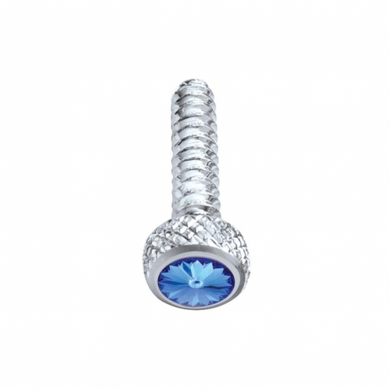 Chrome Short Dash Screw For Freightliner With Blue Crystal (Bulk)