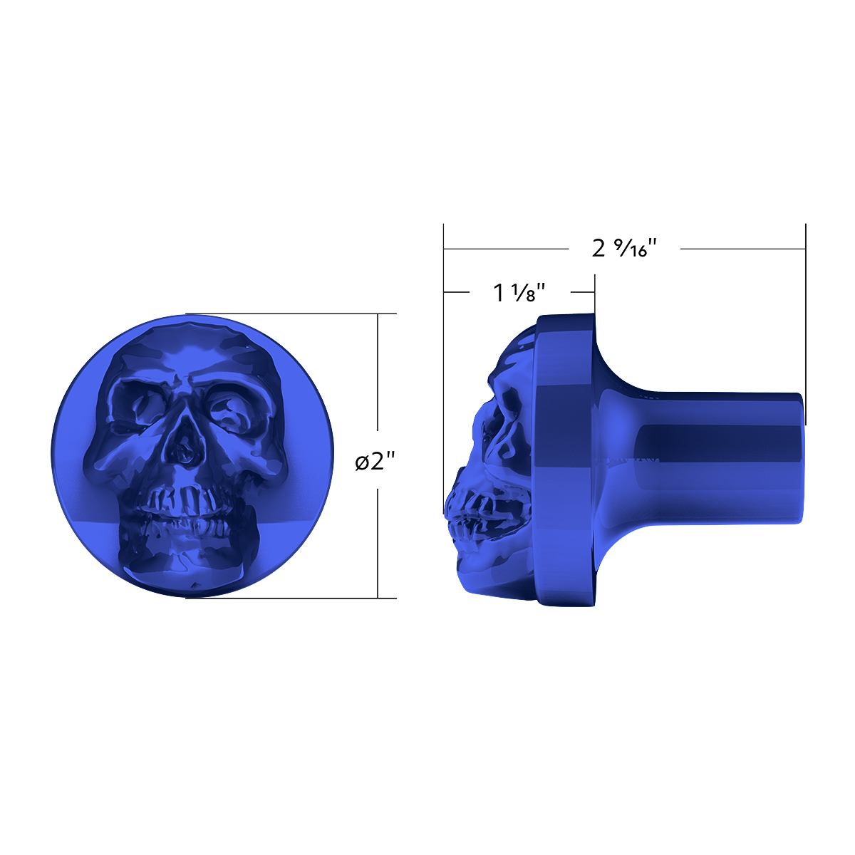 Skull Air Valve Knob - Indigo Blue - Thumbnail 5