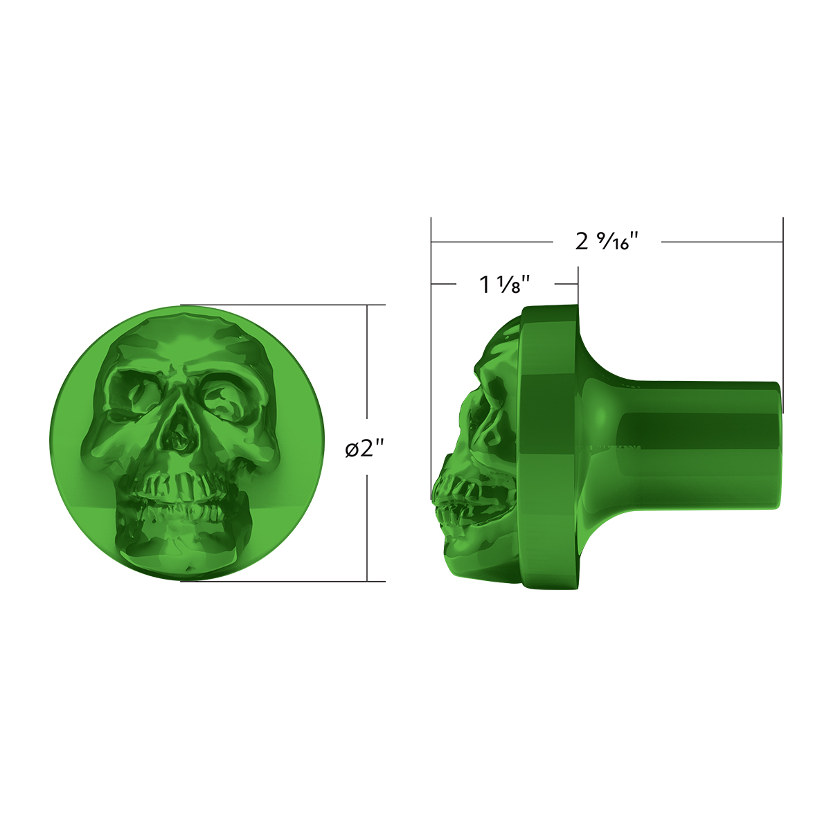 Skull Air Valve Knob - Emerald Green - Thumbnail 5