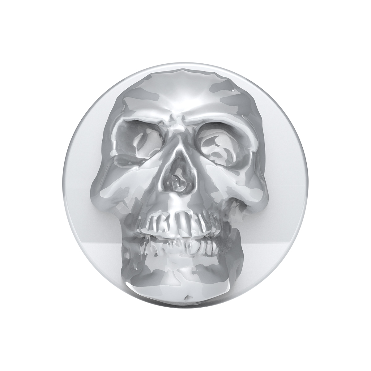 Skull Air Valve Knob - Liquid Silver - Thumbnail 2