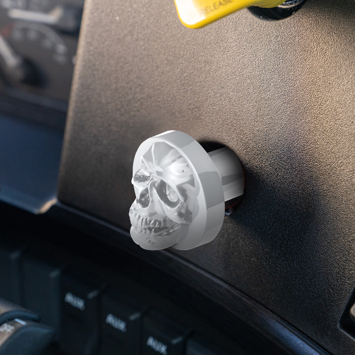 Skull Air Valve Knob - Liquid Silver - Thumbnail 4