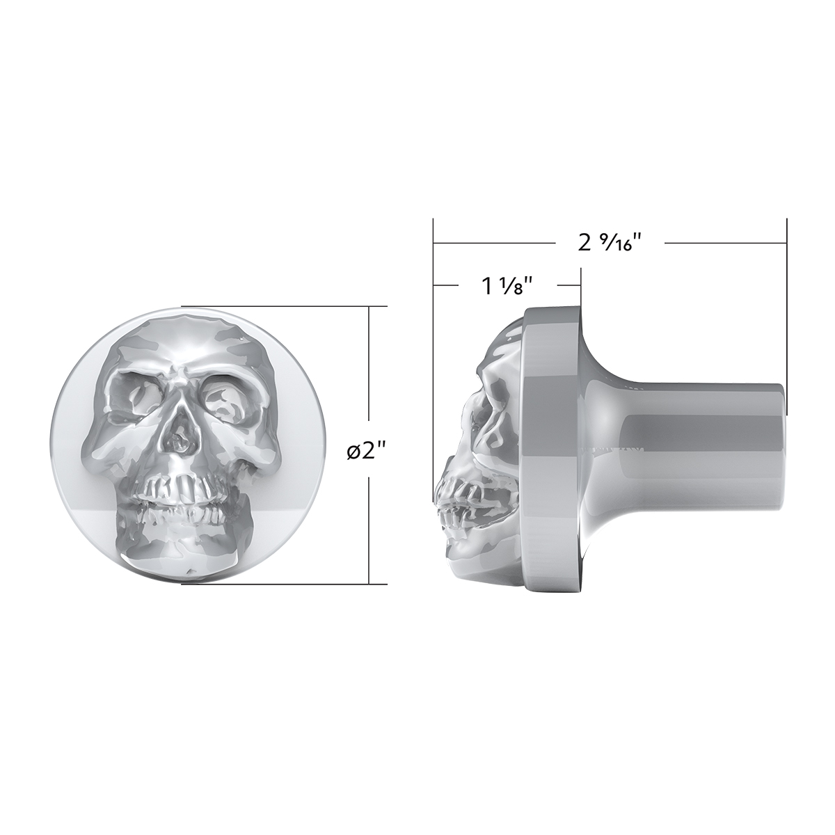 Skull Air Valve Knob - Liquid Silver - Thumbnail 5