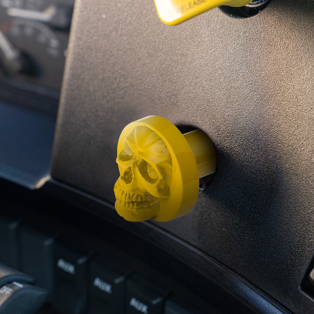 Skull Air Valve Knob - Electric Yellow - Thumbnail 4