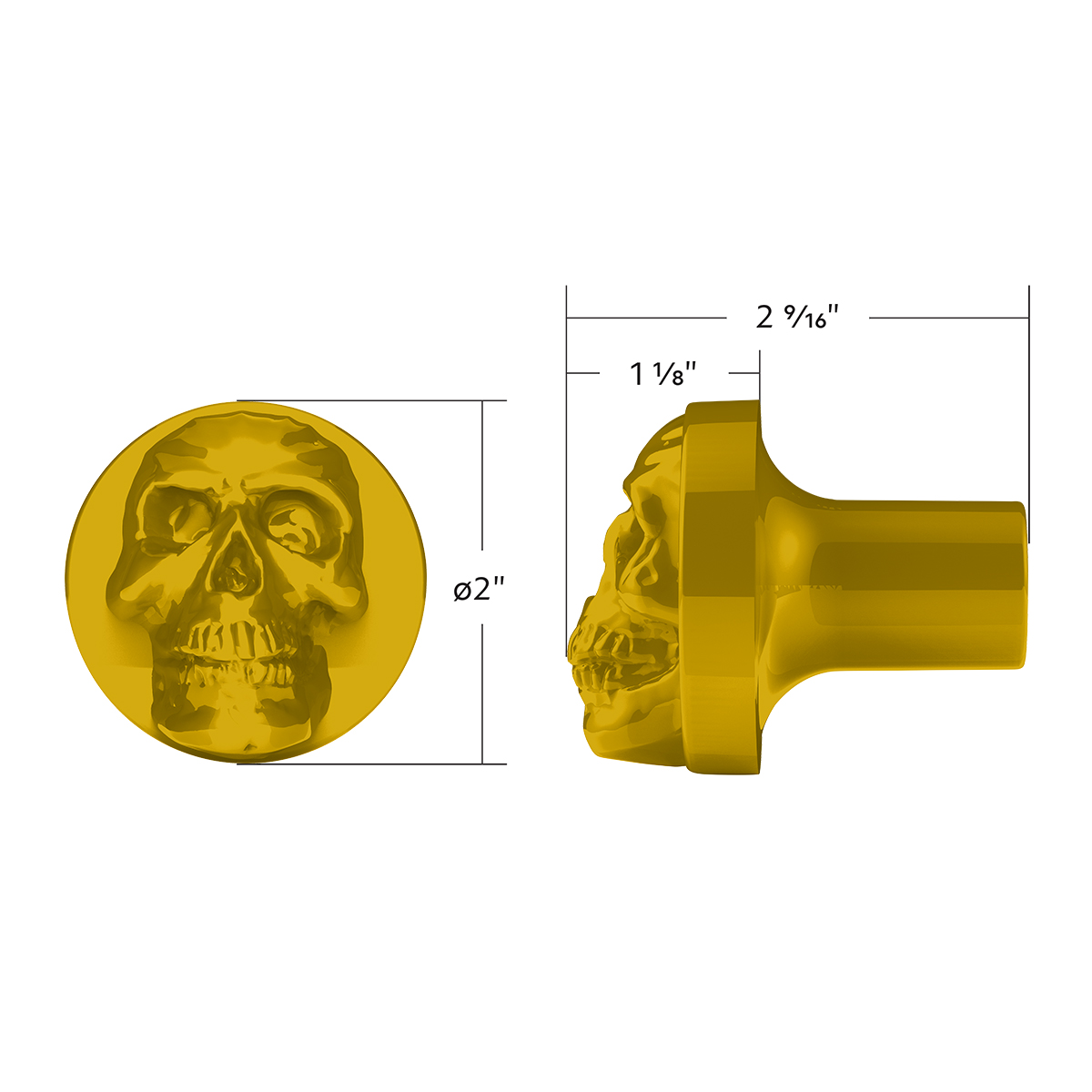 Skull Air Valve Knob - Electric Yellow - Thumbnail 5