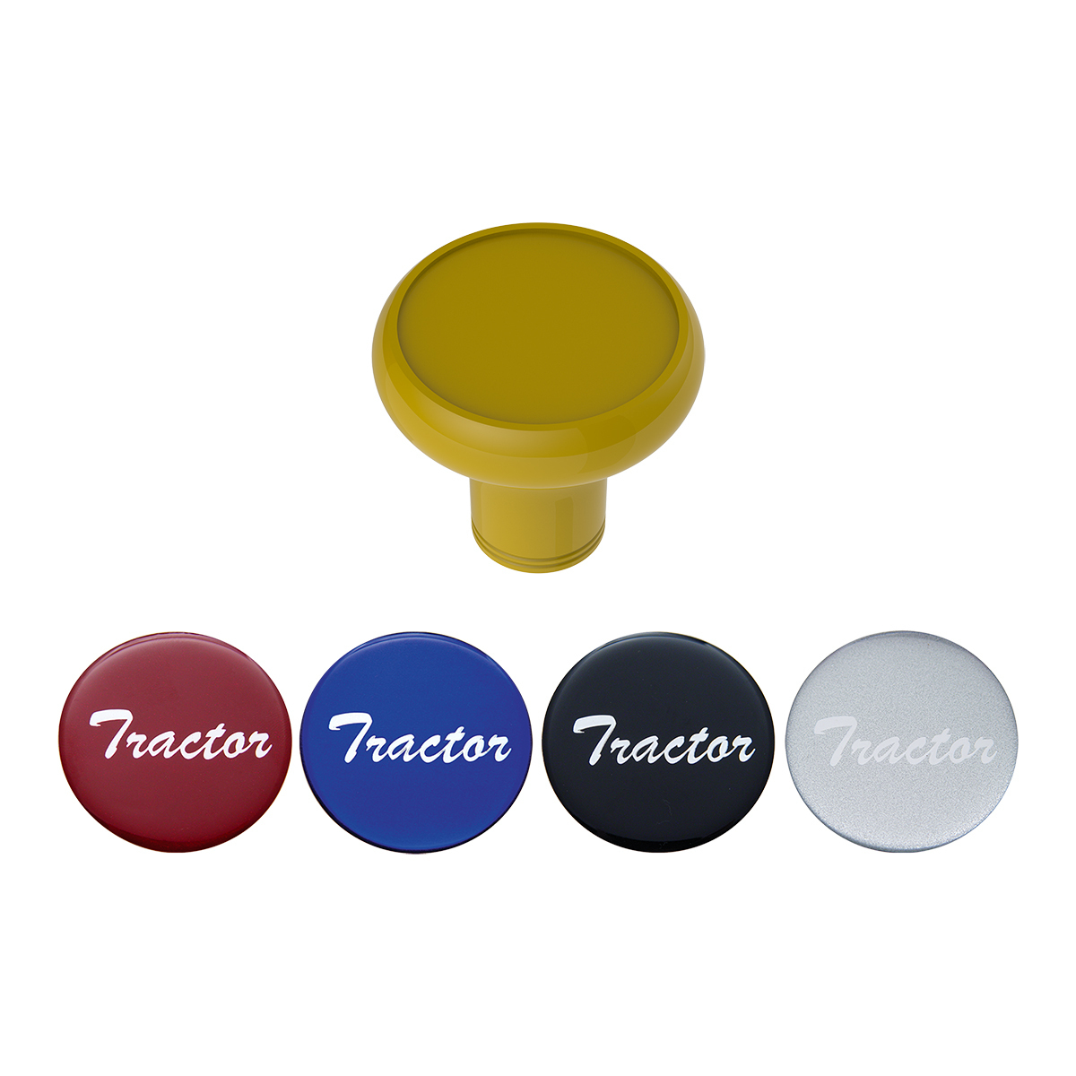 Deluxe Aluminum Screw-On Air Valve Knob With Multi-Color Glossy Tractor Sticker - Electric Yellow - Thumbnail 4