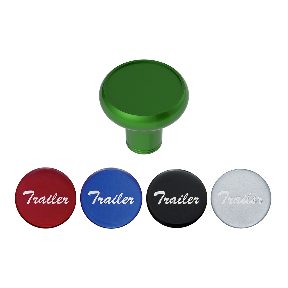 Deluxe Aluminum Screw-On Air Valve Knob With Multi-Color Glossy Trailer Sticker - Emerald Green - Thumbnail 4