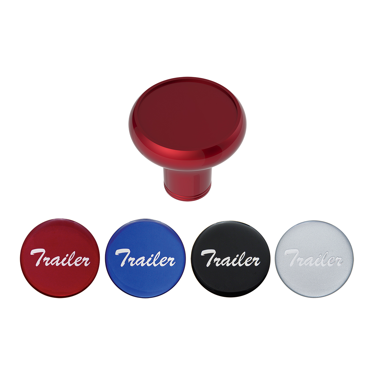 Deluxe Aluminum Screw-On Air Valve Knob With Multi-Color Glossy Trailer Sticker - Candy Red - Thumbnail 4