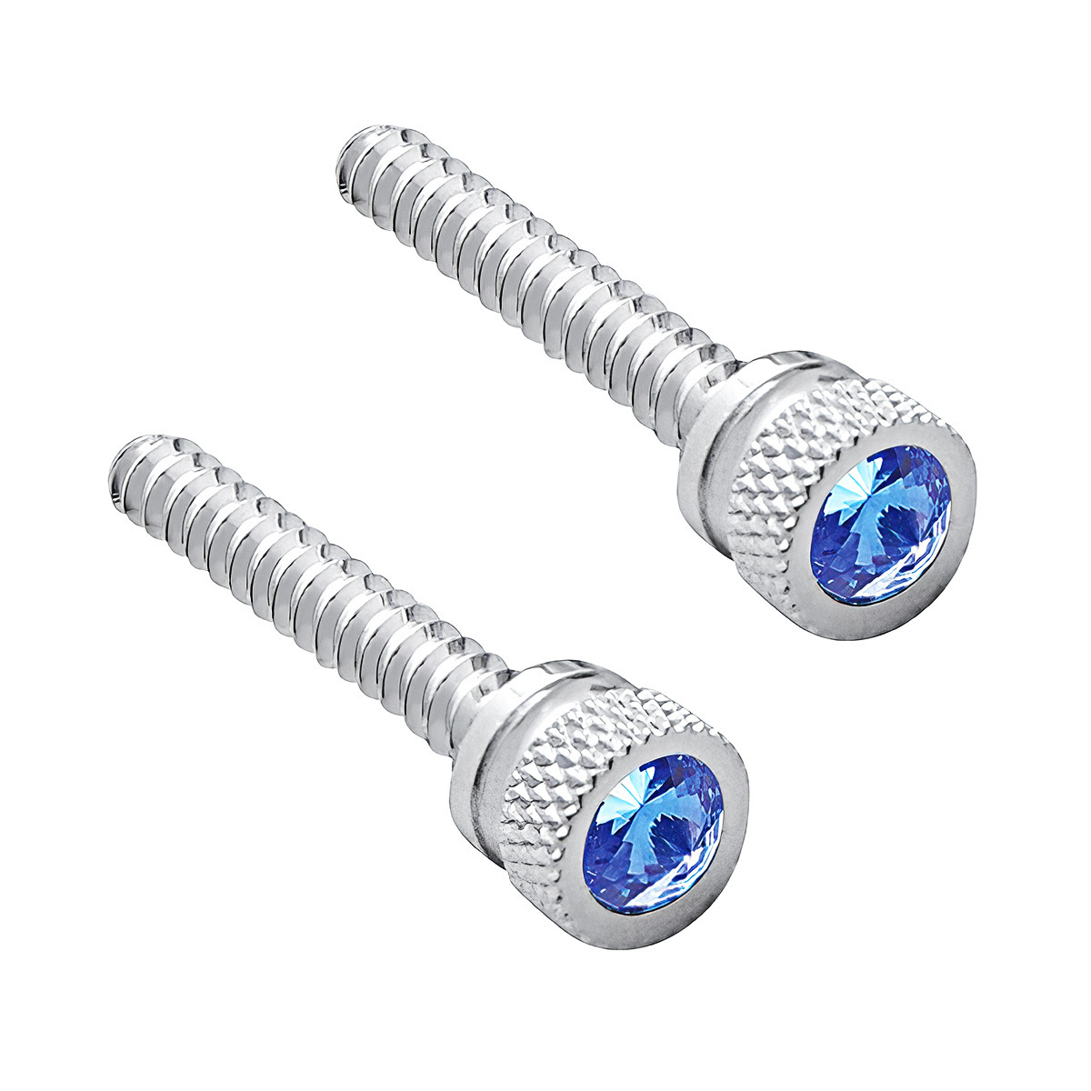 Chrome Long Dash Screw With Blue Crystal For Freightliner (2-Pack) - Thumbnail 3