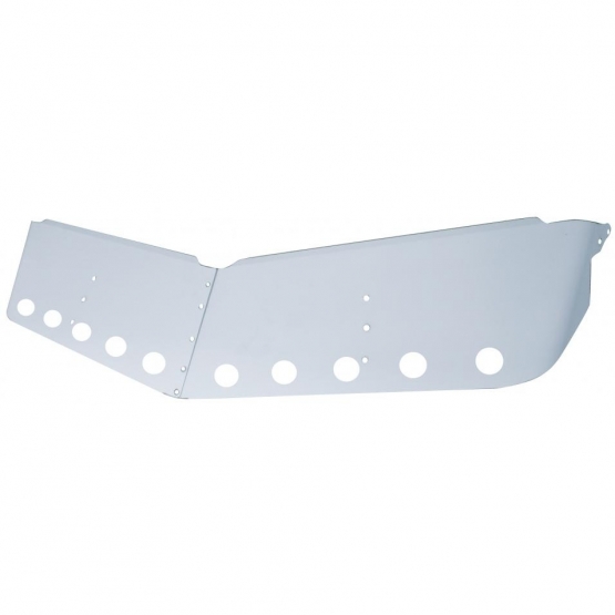 13" Stainless Low Roof Drop Sunvisor With Eight 2" Light Cutouts For Peterbilt (2004+)