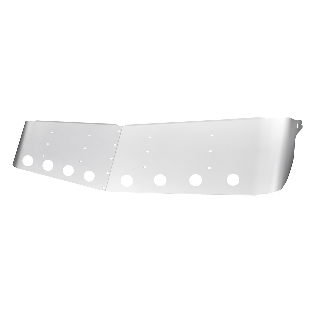 13-1/2" Stainless Curved Drop Visor With Eight 2" Light Cutouts For 1995-2006 Kenworth W900 - Thumbnail 2