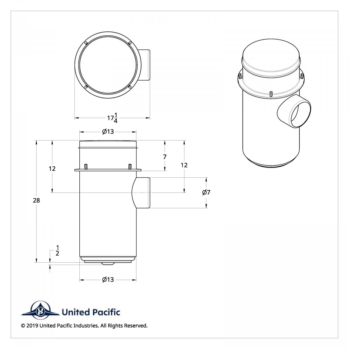 13" Stainless Air Cleaner Housing for Peterbilt/Kenworth - Thumbnail 3