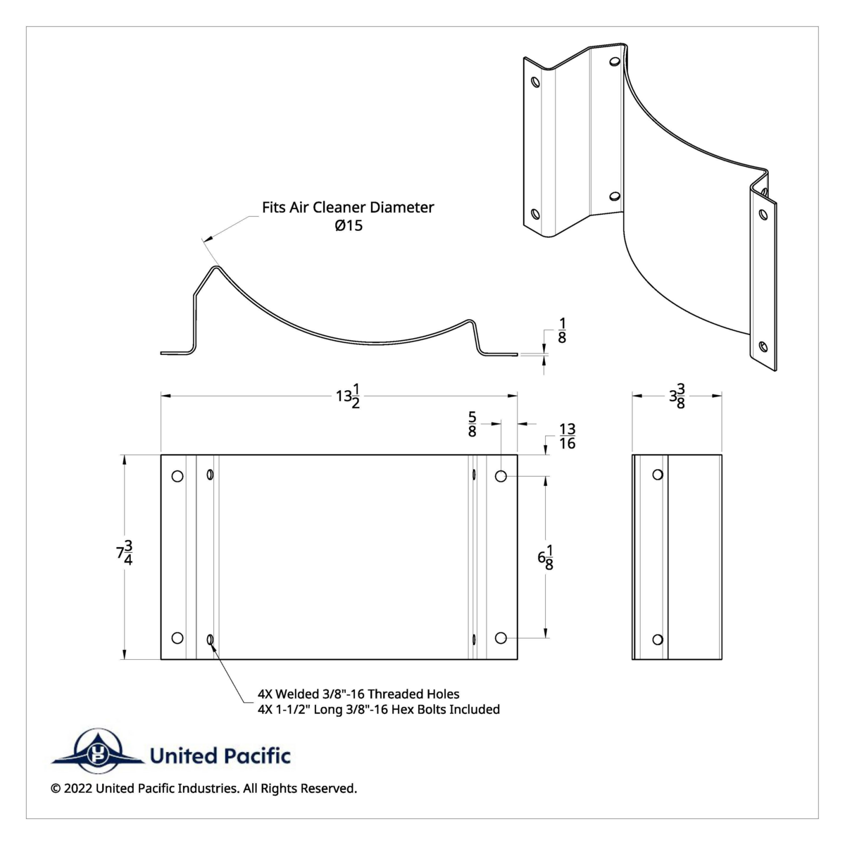15" Peterbilt Stainless Air Cleaner Mounting Plate - Thumbnail 4