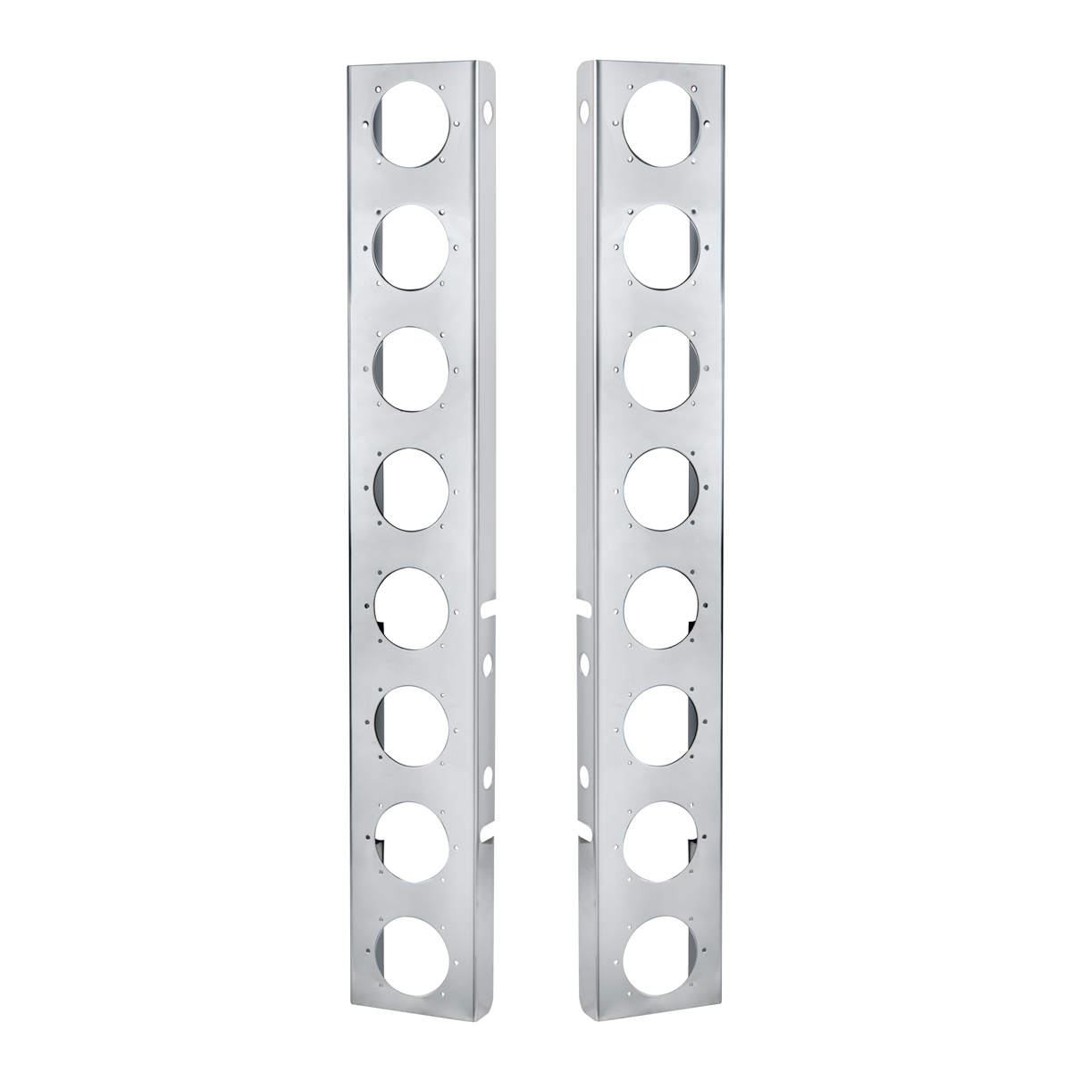 Peterbilt Stainless Front Air Cleaner Bracket Only - 16 Light Cutouts (Pair) - Thumbnail 2