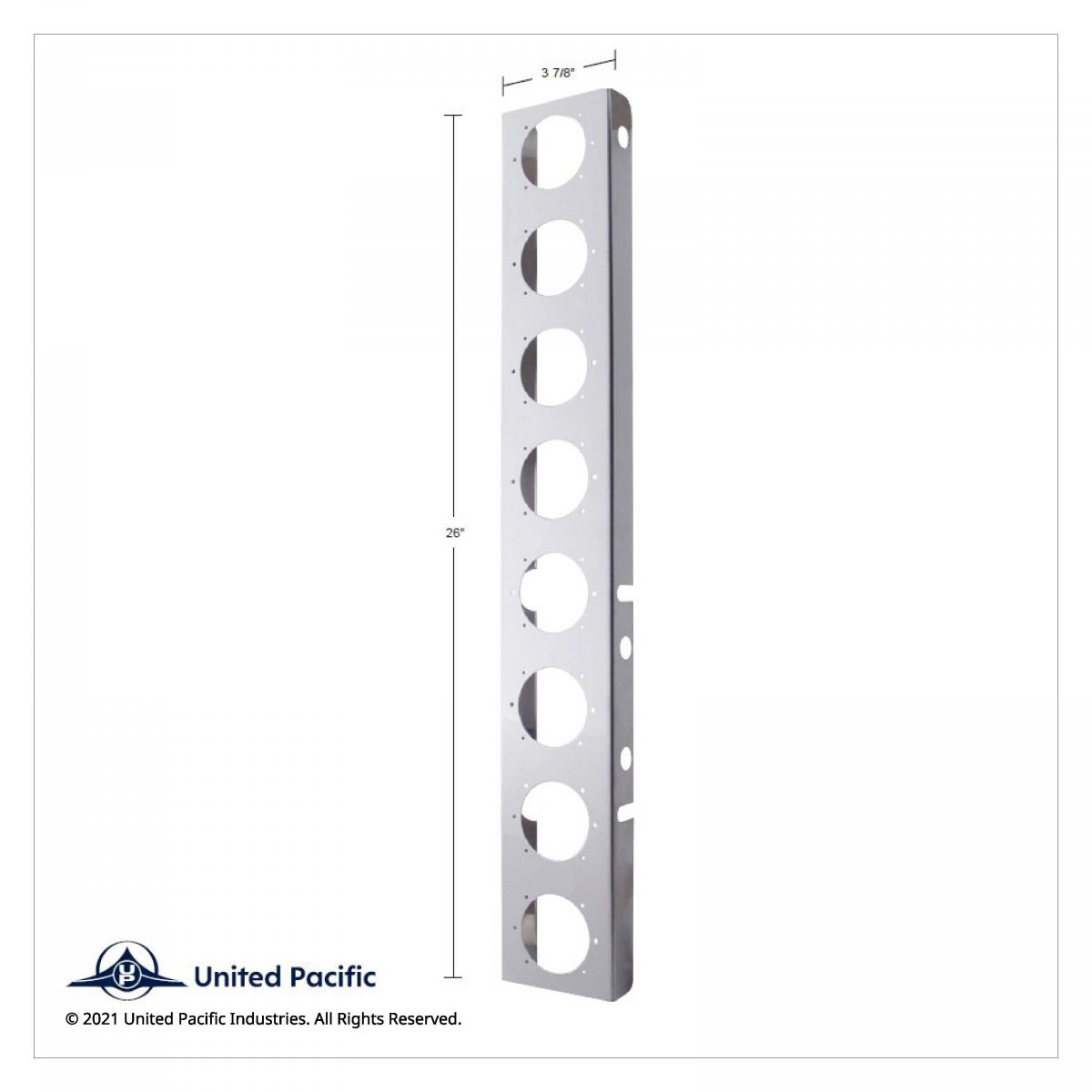 Peterbilt Stainless Front Air Cleaner Bracket Only - 16 Light Cutouts (Pair) - Thumbnail 4