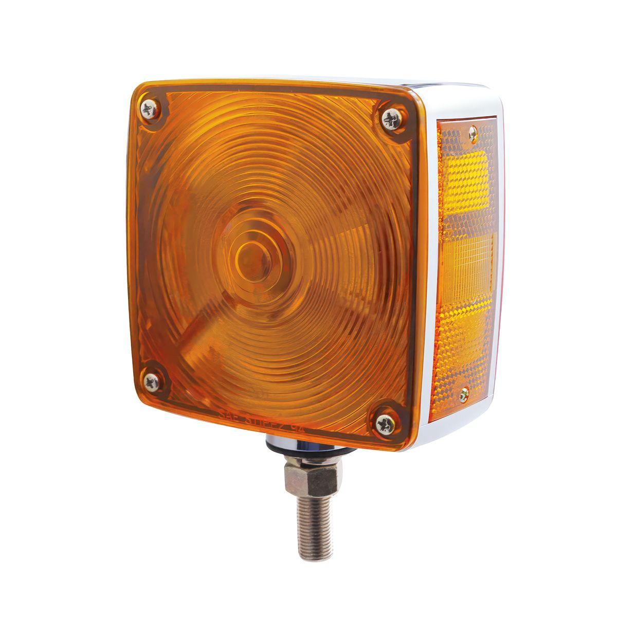 Square Double Face Turn Signal Light With Single Stud - Amber & Red Lens