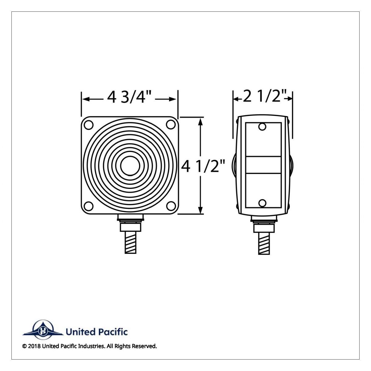 Square Double Face Turn Signal Light With Single Stud - Amber & Red Lens - Thumbnail 3