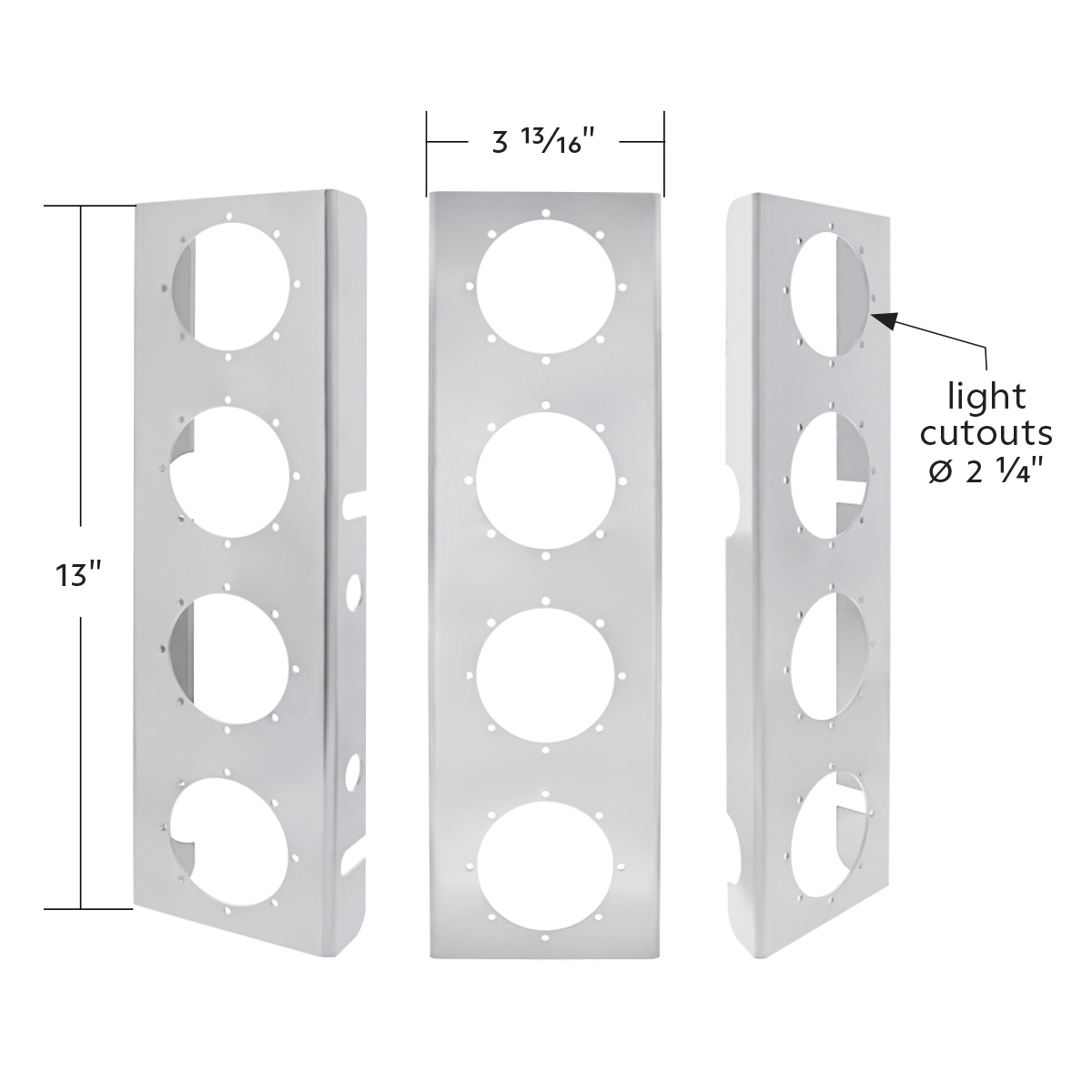 430 Stainless Steel Front Air Cleaner Bracket With Four 2" Round Light Cutouts (Pair) - Thumbnail 4