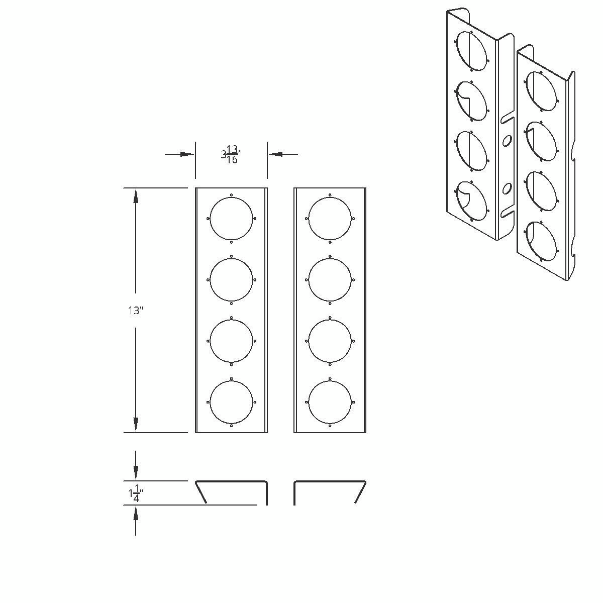 430 Stainless Steel Front Air Cleaner Bracket With Four 2" Round Light Cutouts (Pair) - Thumbnail 5