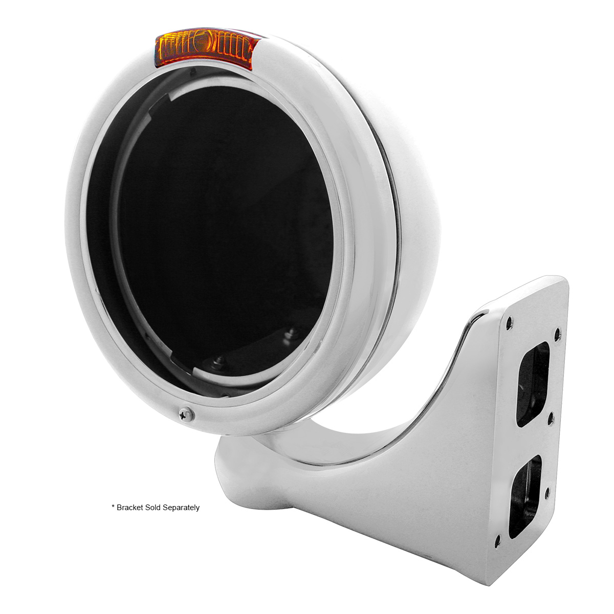Chrome Classic Headlight Housing With Amber Signal Lens - Thumbnail 3