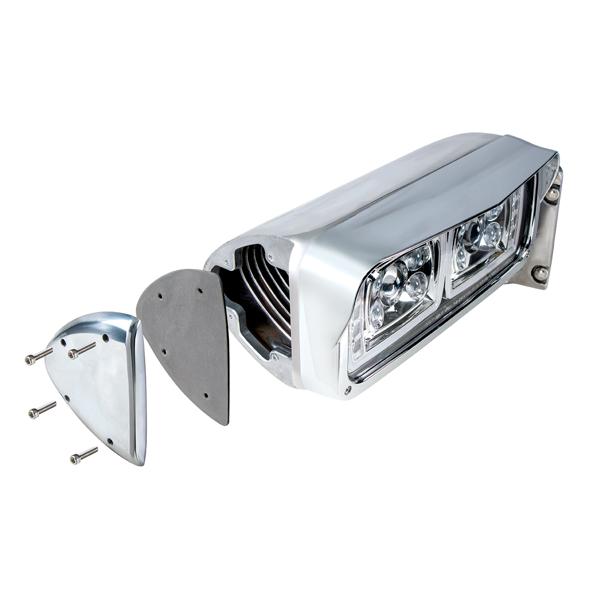 Polished Aluminum Headlight Turn Signal Cover Kit For Peterbilt (Pair) - Thumbnail 4