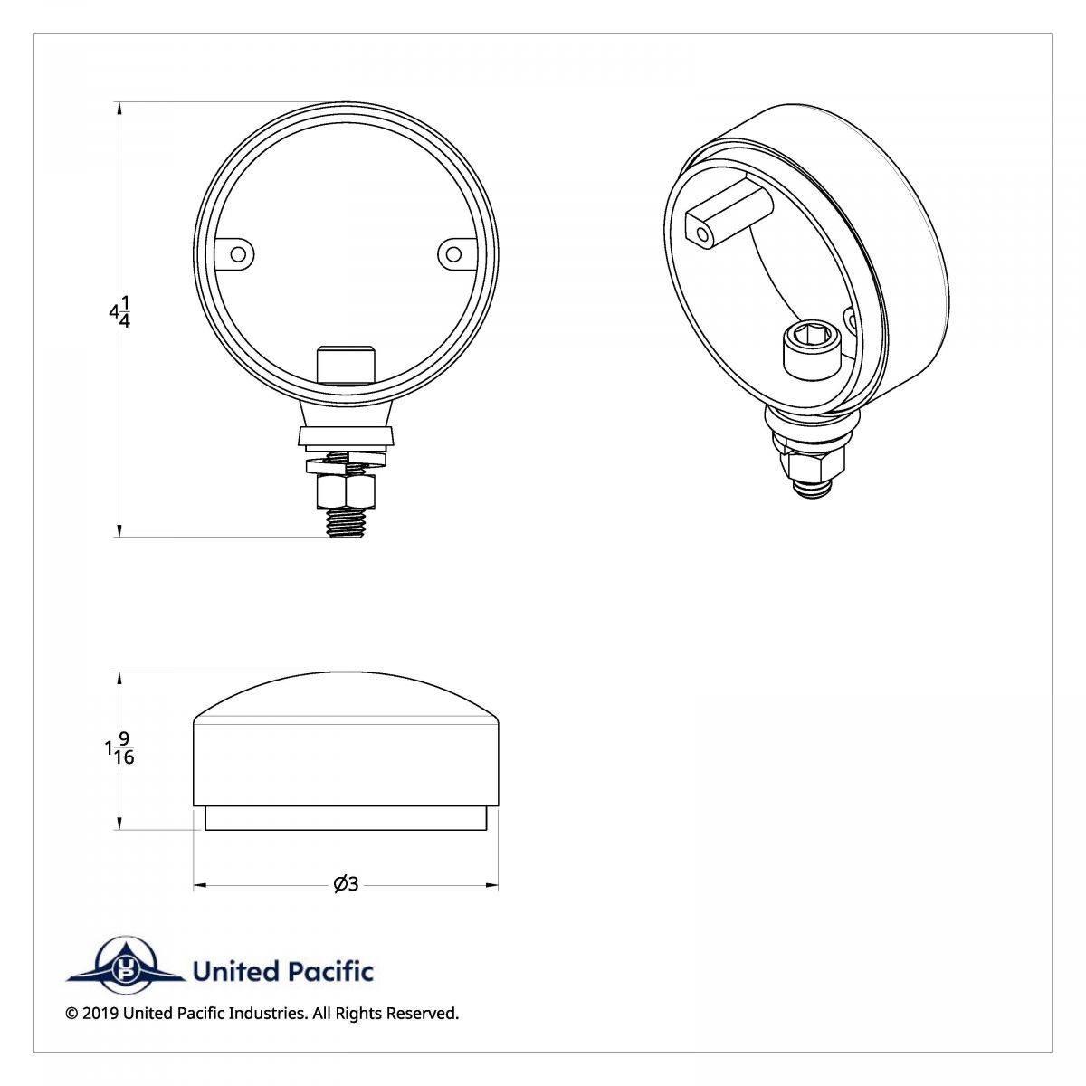 Chrome Die Cast 3" Single Face Light Housing Only for LED (Bulk) - Thumbnail 5