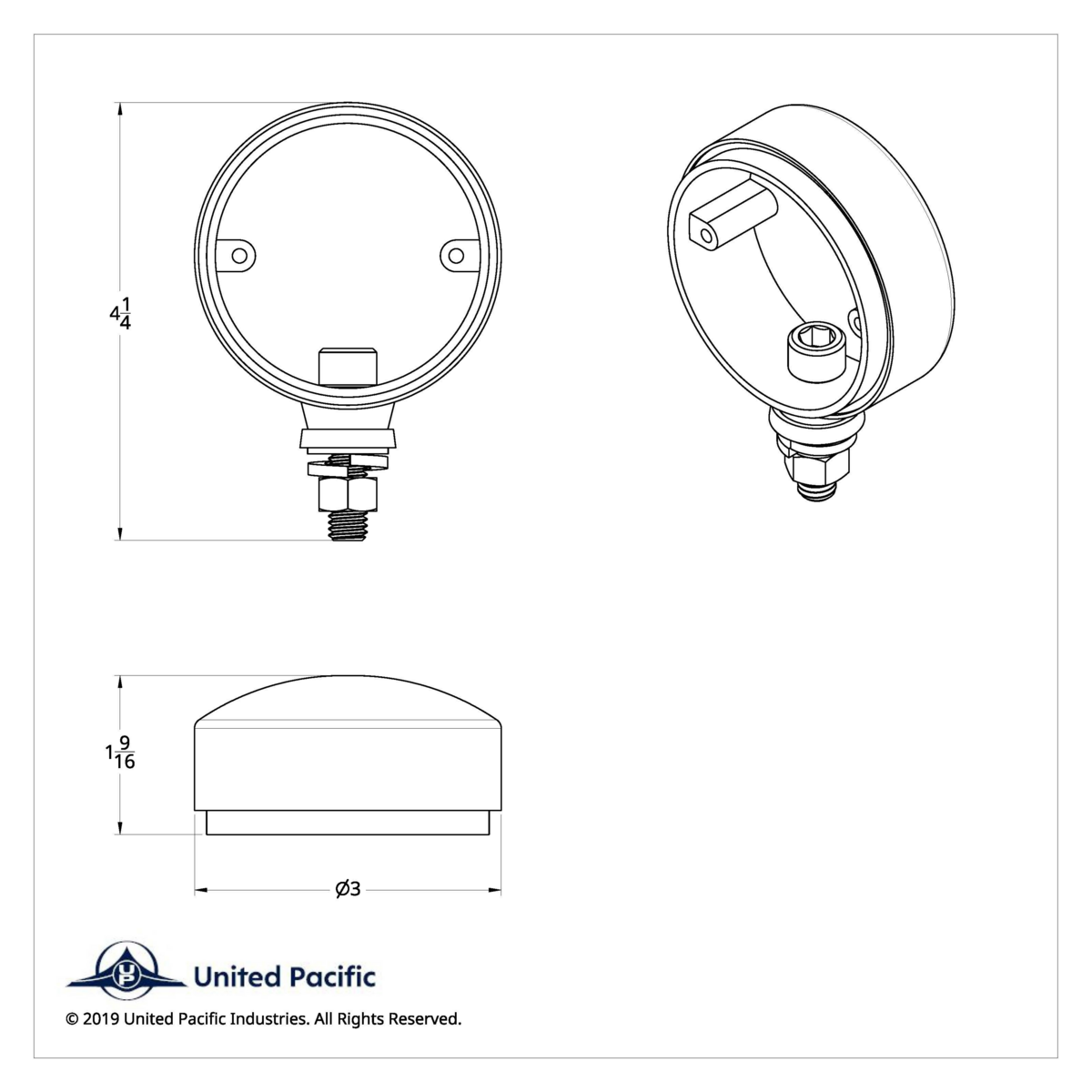 Chrome Die Cast 3" Single Face Light Housing Only for LED (Bulk) - Thumbnail 6
