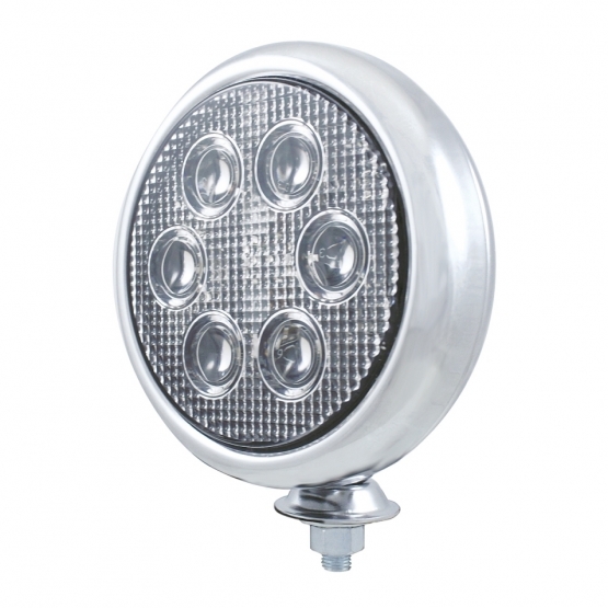 6 High Power LED 5" Round Work Light With Chrome Housing - Thumbnail 2