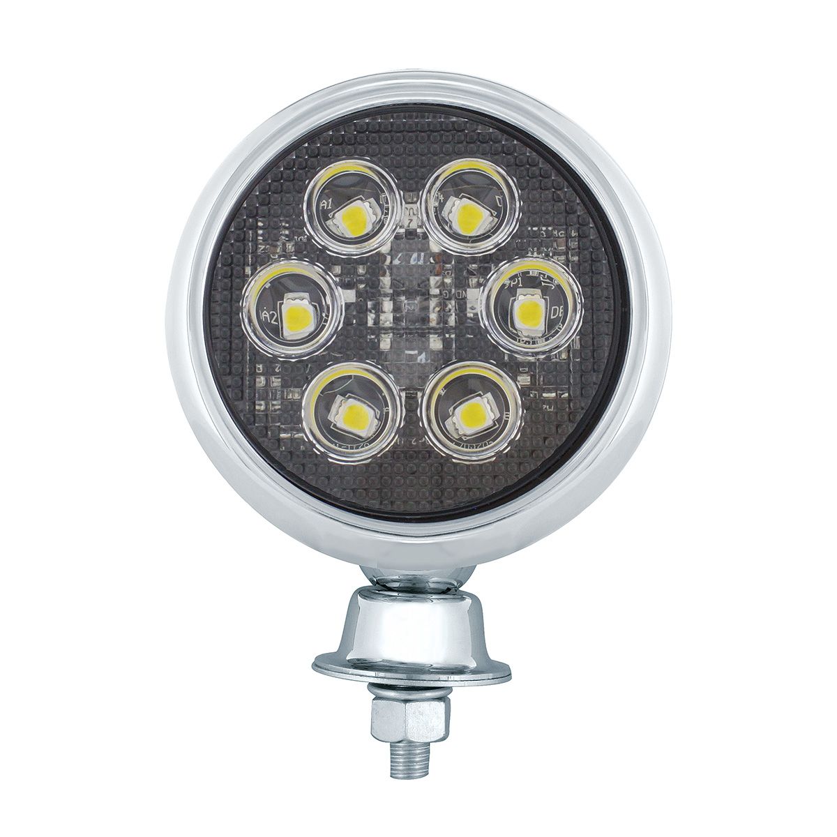 6 High Power LED Round Work Light With Teardrop Style Chrome Housing