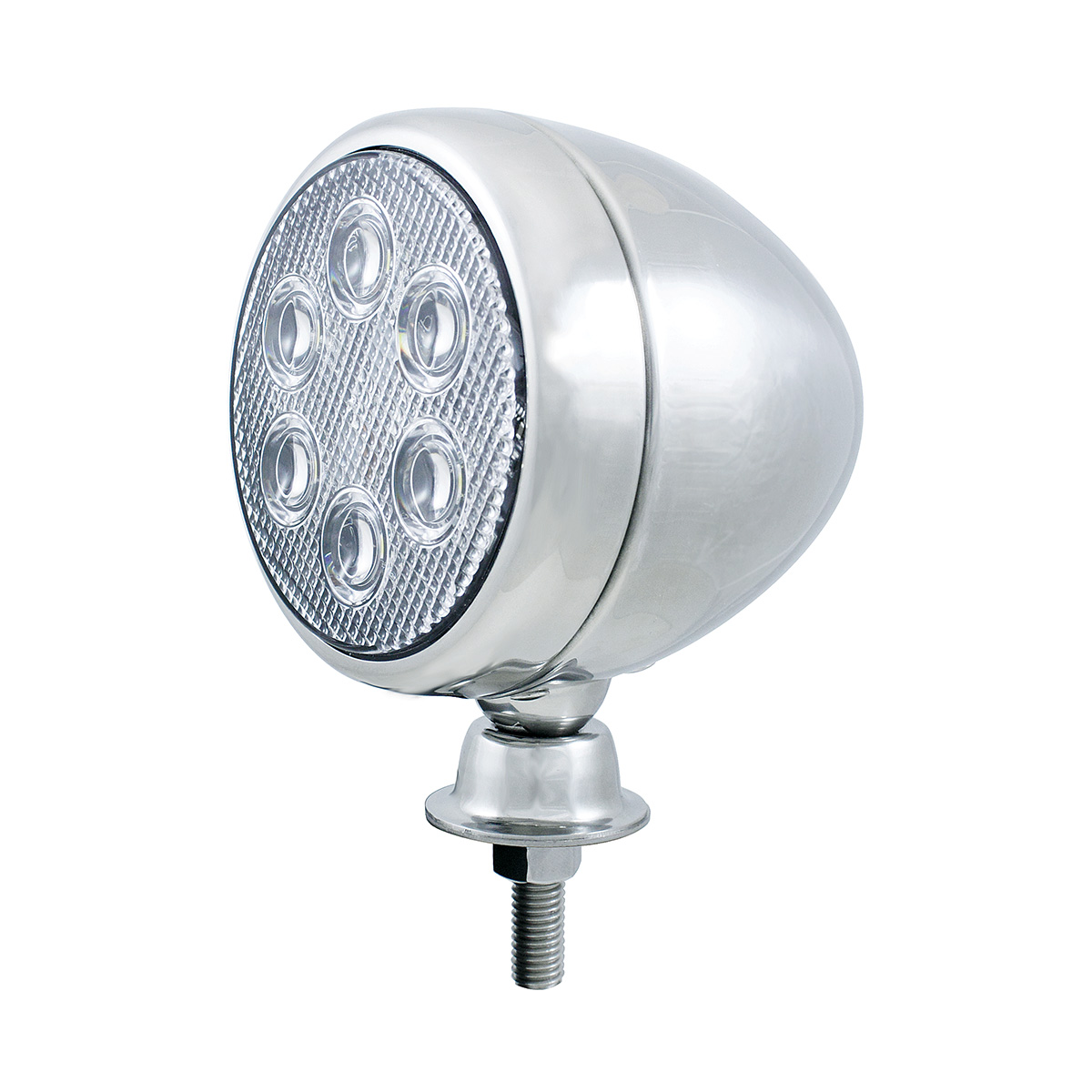 6 High Power LED Round Work Light With Teardrop Style Chrome Housing - Thumbnail 2