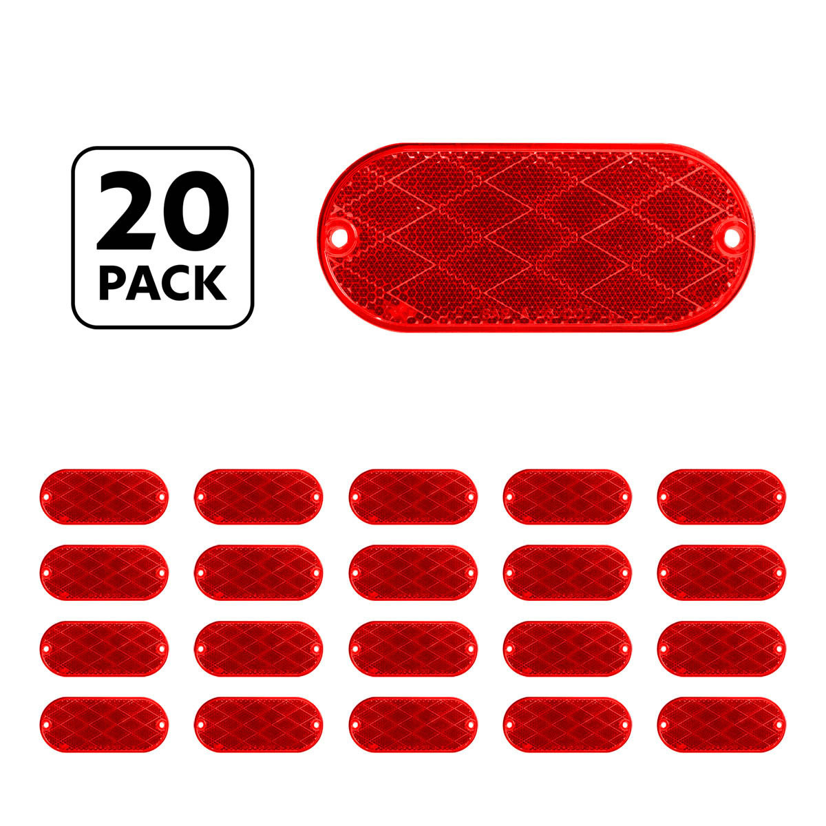 4" X 2" Oval Quick Mount Reflector - Red (20 Pcs) - Thumbnail 6