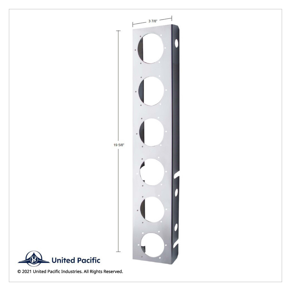 Stainless Front Air Cleaner Bracket With 12X 2" Flat Lights & Bezels For Peterbilt - Thumbnail 2