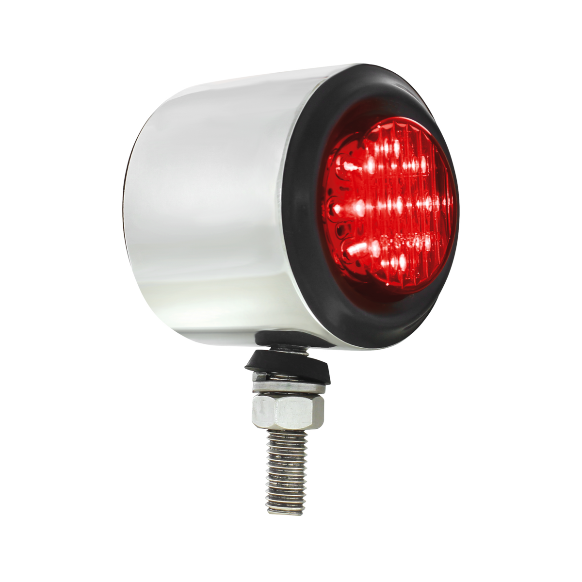 SS 2" Double Face Light With 9 LED 2" Lights & Grommets - Amber & Red LED/Amber & Red Lens - Thumbnail 2