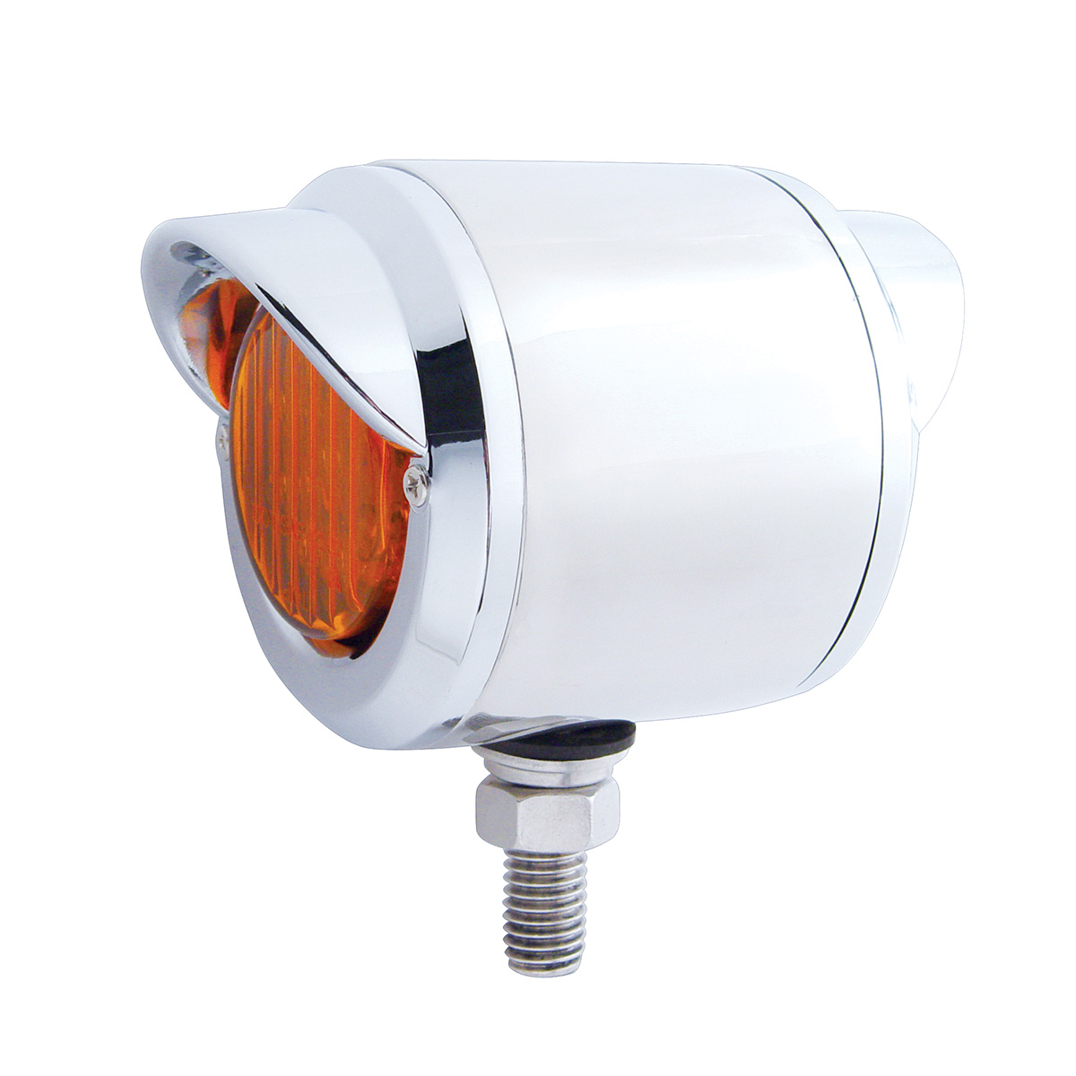 Stainless 2.5" Double Face Light With LED Lights & Visors - Amber & Red LED/Amber & Red Lens - Thumbnail 2