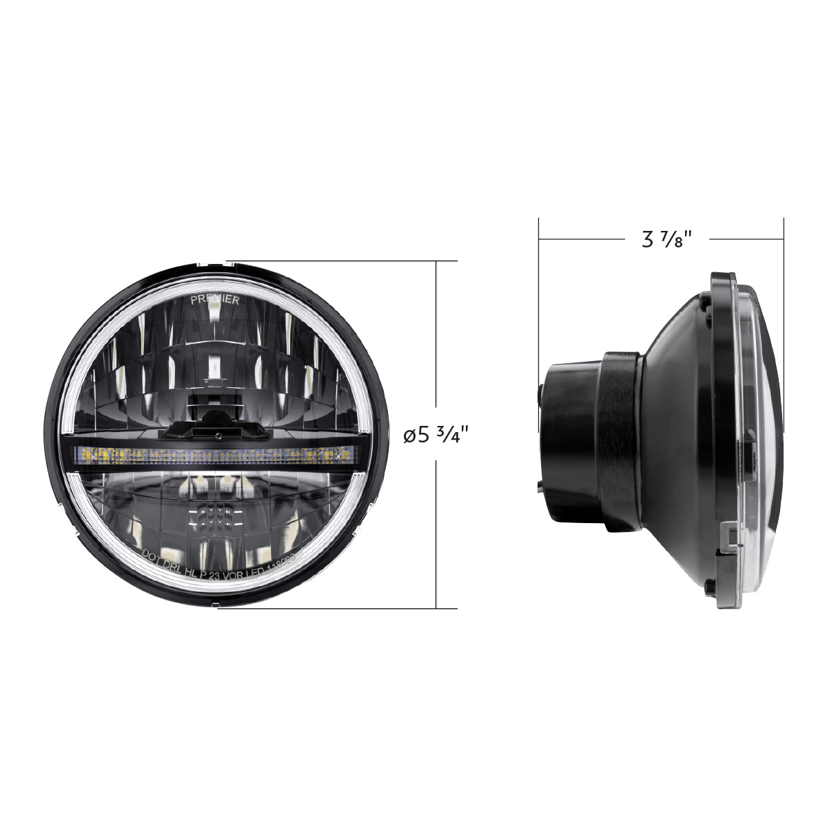 ULTRALIT - 20 High Power LED 5-3/4" Headlight With LED DRL/Position Light - Black - Thumbnail 9