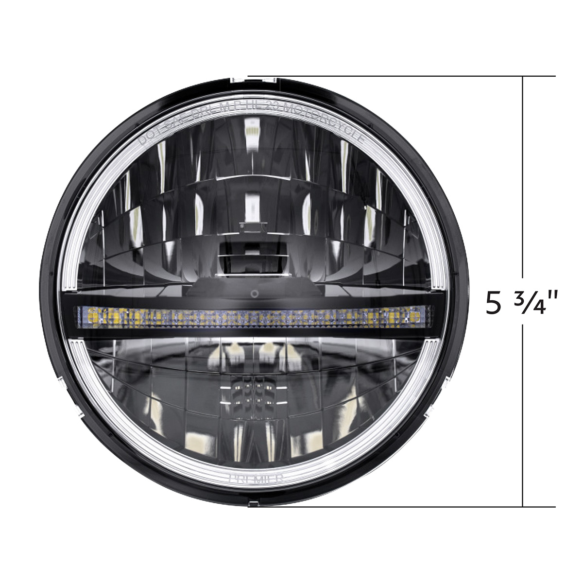 ULTRALIT - 20 High Power LED 5-3/4" Motorcycle Headlight With LED DRL/Position Light - Black - Thumbnail 8