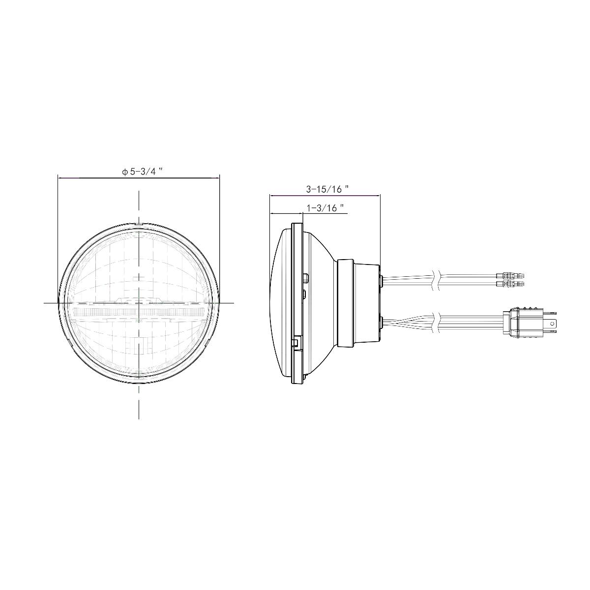 ULTRALIT - 20 High Power LED 5-3/4" Motorcycle Headlight With LED DRL/Position Light - Black - Thumbnail 10