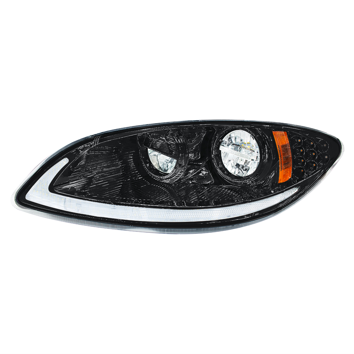 Blackout LED Headlight With LED Light Bar & Turn Signal For 2006-2017 International Prostar-Driver - Thumbnail 2