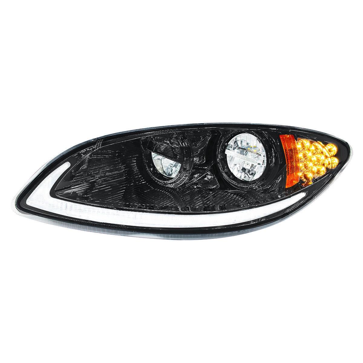 Blackout LED Headlight With LED Light Bar & Turn Signal For 2006-2017 International Prostar-Driver - Thumbnail 11