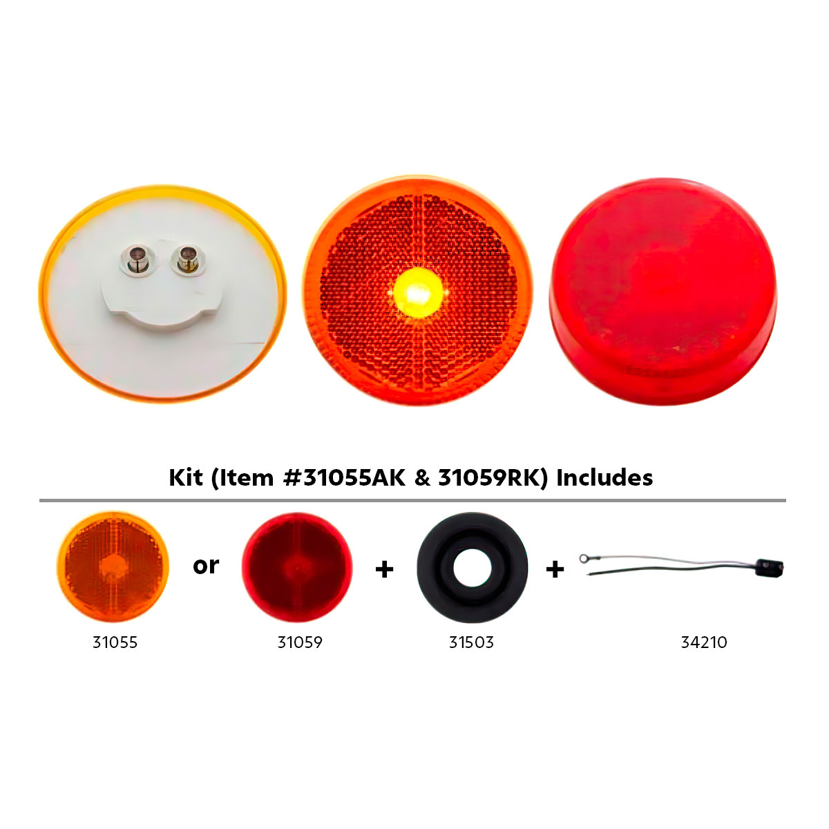 2.5" Round Reflectorized Light Kit (Clearance/Marker) - Amber Lens - Thumbnail 4