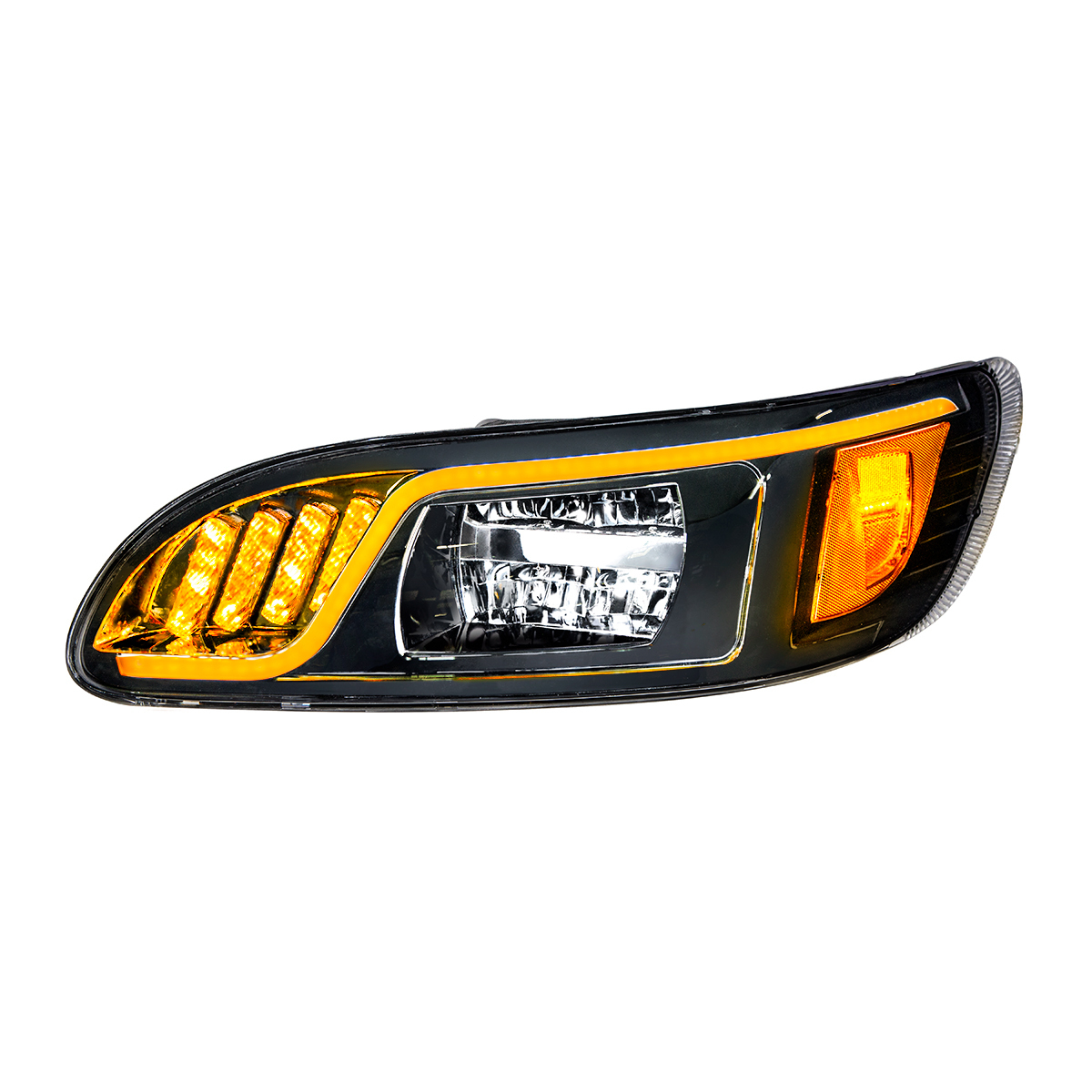 Black LED Headlight With LED Turn, Position, & DRL For Peterbilt 386 (2005-2015) & 387 (1999-2010)- Driver - Thumbnail 11