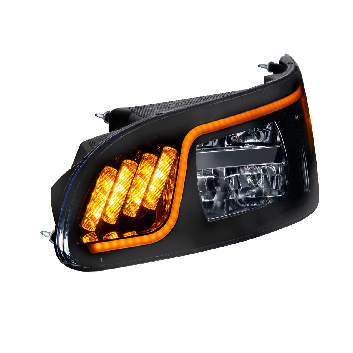 Black LED Headlight With LED Turn, Position, & DRL For Peterbilt 386 (2005-2015) & 387 (1999-2010)- Driver - Thumbnail 4