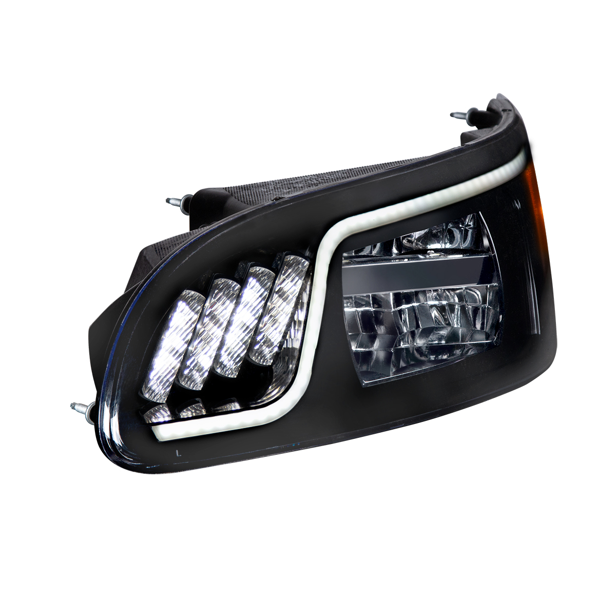 Black LED Headlight With LED Turn, Position, & DRL For Peterbilt 386 (2005-2015) & 387 (1999-2010)- Driver - Thumbnail 5