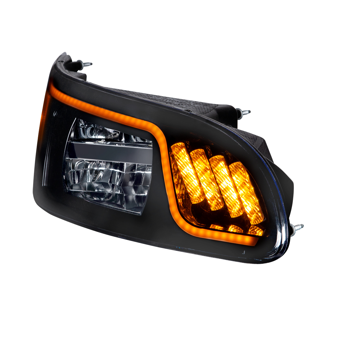 Black LED Headlight With LED Turn, Position, & DRL For Peterbilt 386 (2005-2015) & 387 (1999-2010)- Passenger - Thumbnail 4