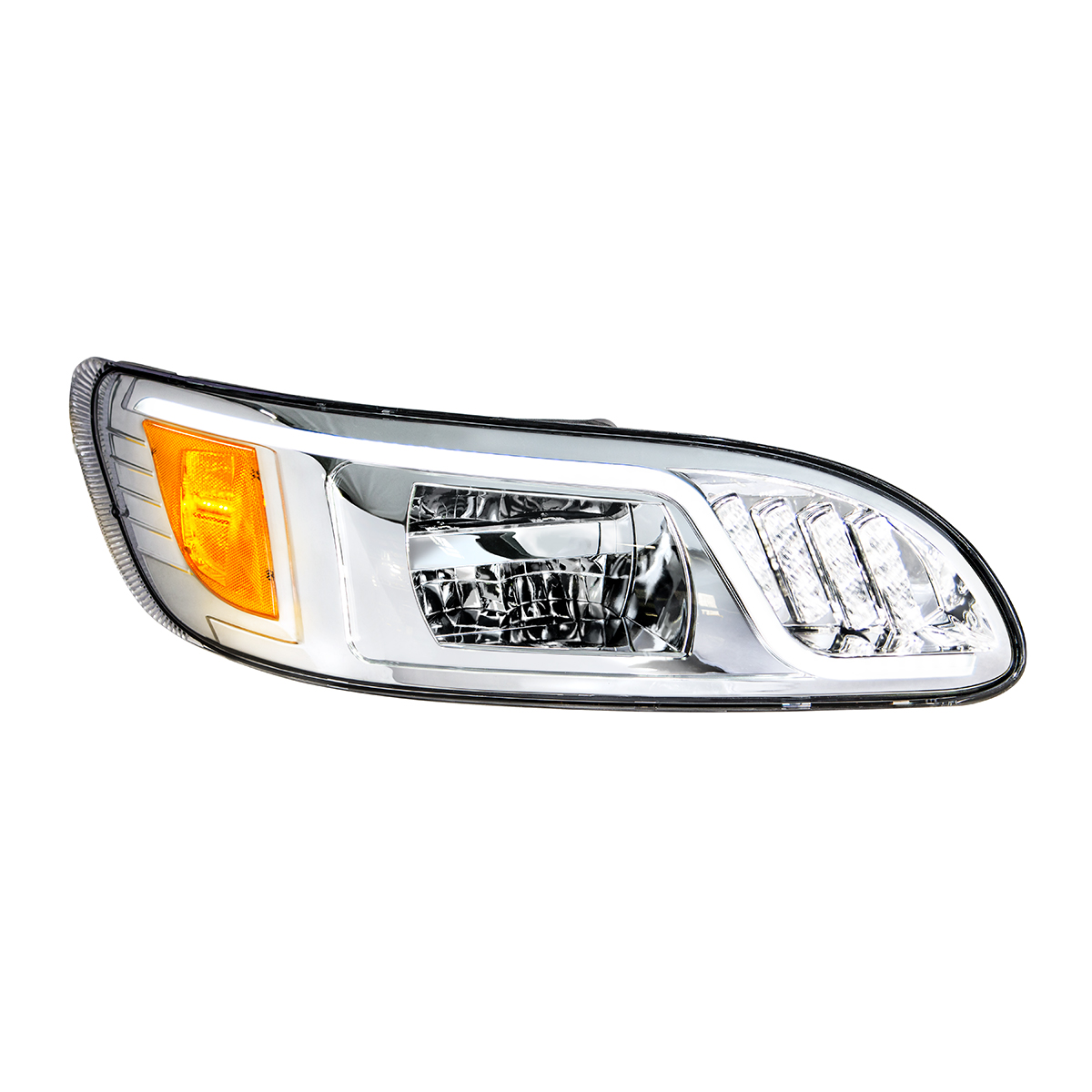 Chrome LED Headlight With LED Turn, Position, & DRL For Peterbilt 386(2005-2015) & 387(1999-2010)- Passenger - Thumbnail 2