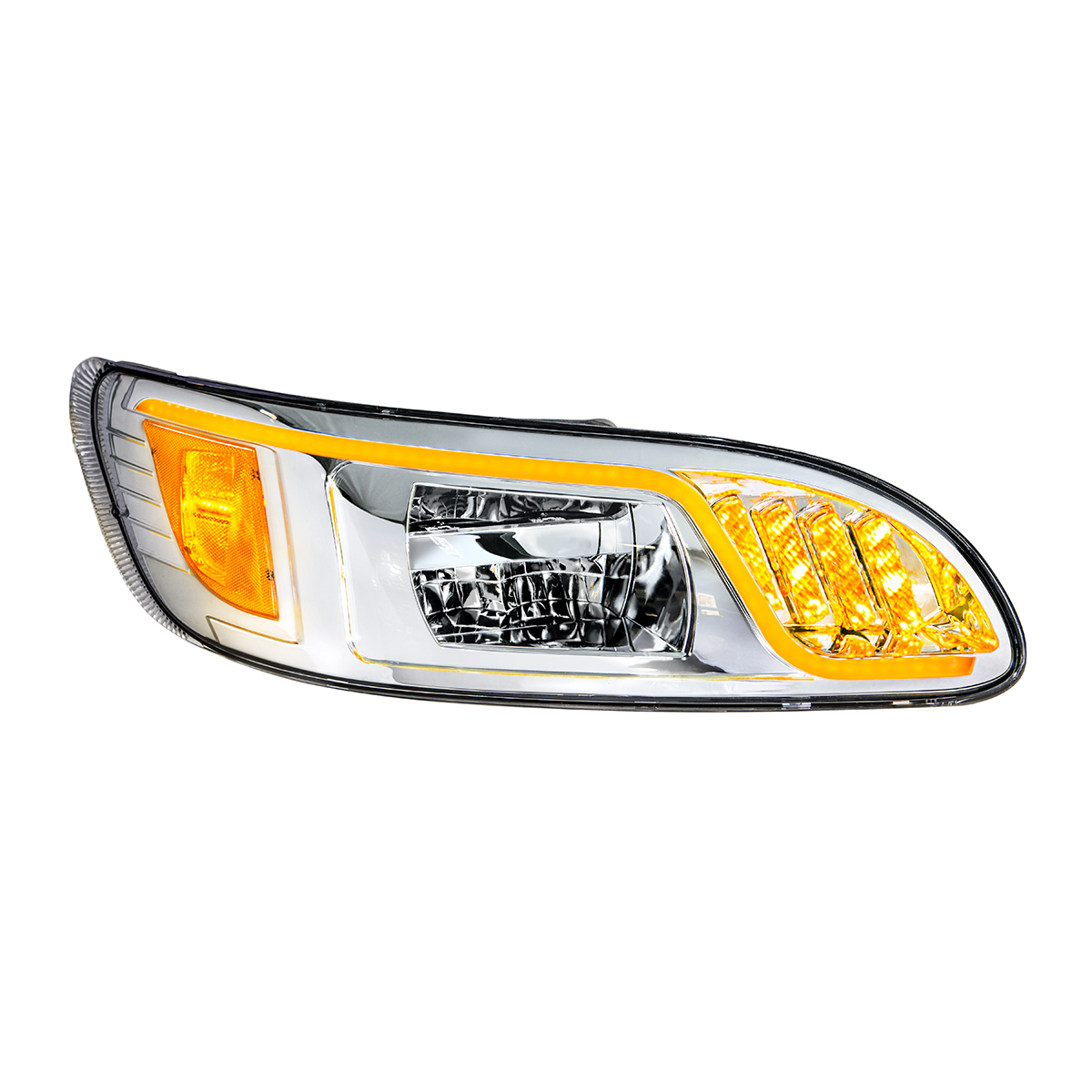 Chrome LED Headlight With LED Turn, Position, & DRL For Peterbilt 386(2005-2015) & 387(1999-2010)- Passenger - Thumbnail 11